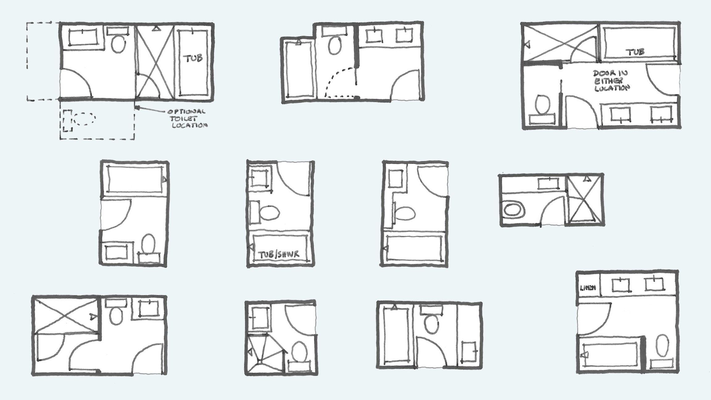 Common Bathroom Floor Plans: Rules of Thumb for Layout – Board