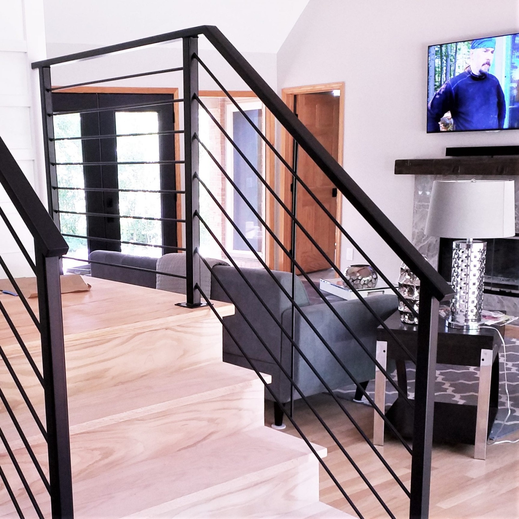 Matte Black Horizontal Rail for Interior Stairs - Great Lakes Matte Black Horizontal Rail for Interior Stairs - Great Lakes