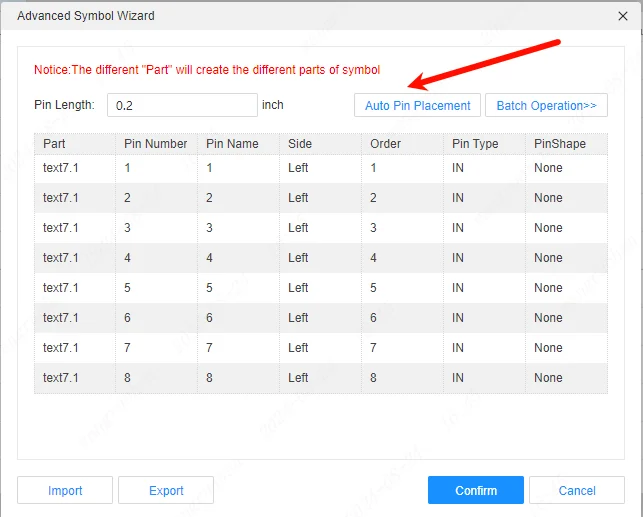 Auto Pin placement | EasyEDA Pro User Guide