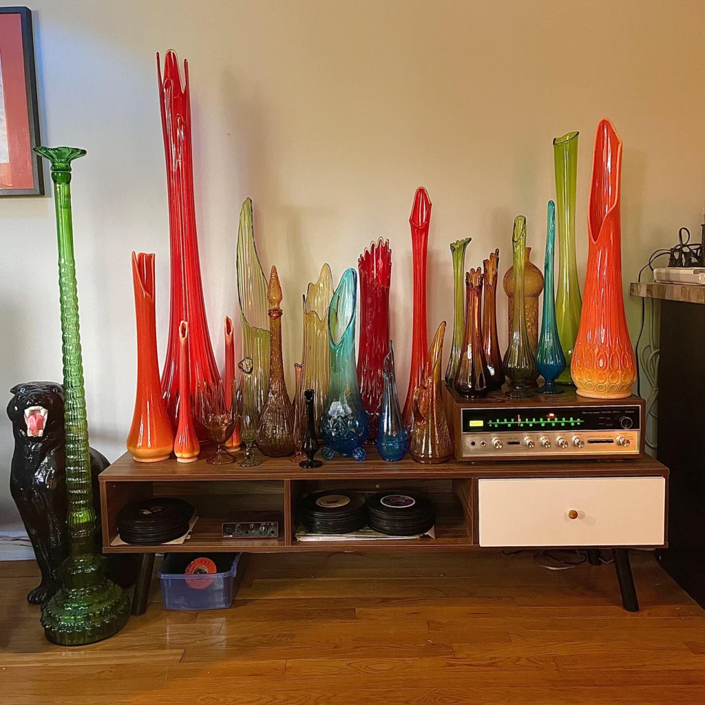 By far my favorite mid century pieces to decorate with. L.E Smith and