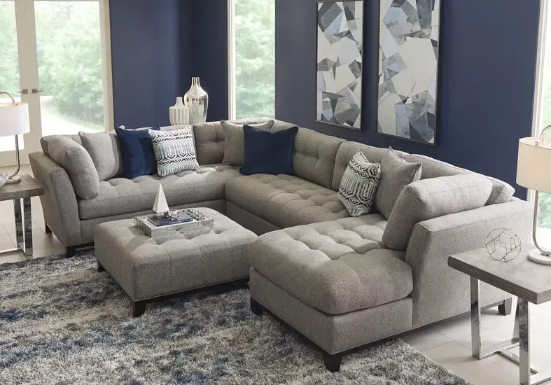 Cindy Crawford Metropolis Way Gray Textured 3 Pc Right Arm Chaise