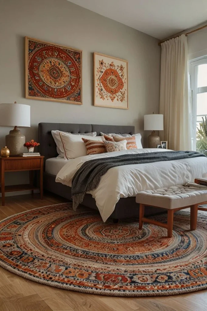 Cozy Round Rug Placement Ideas for Bedrooms in 2025 | Bedroom rug