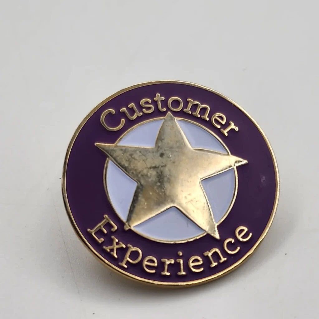 Customer Experience Star Employee Lapel Pin Circle Round Purple Gold