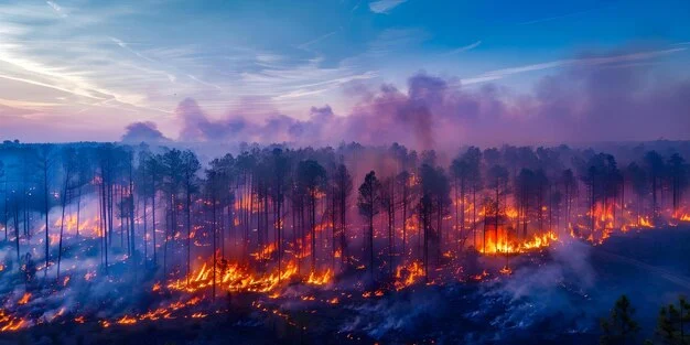 Pine Forest Ravaged by Wildfire Amid Global Environmental Crisis