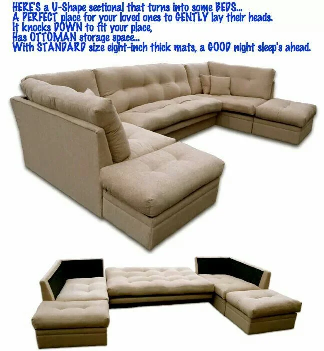Zaf Homes: U Shaped Sectional Sofa Bed / U-Shape Sectional "Edard" in