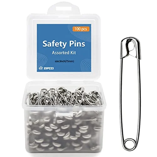 ZIPCCI Rust Resistant Sharp Safety Pins, 100-Pack